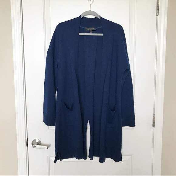 St. John Sweaters - ST JOHN • Navy Long Open Cardigan with Back Slit